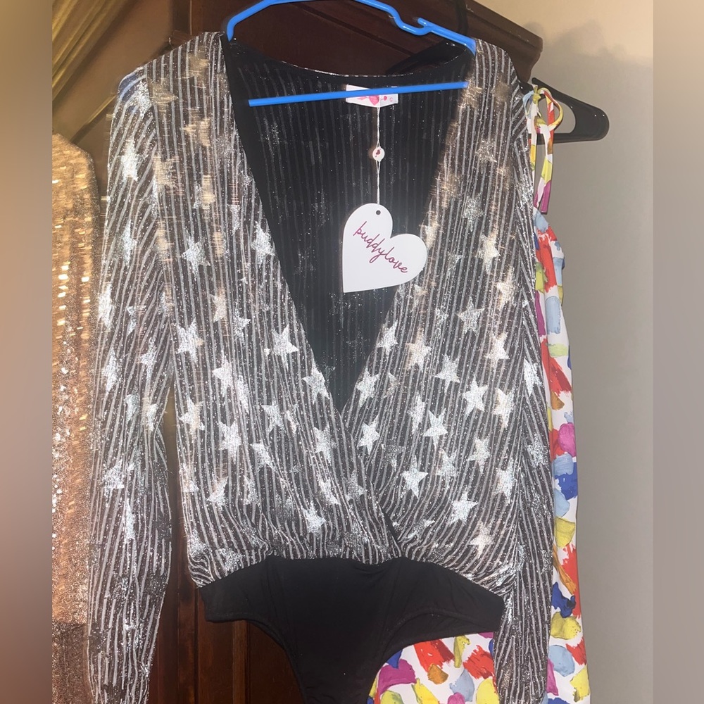 Silver bodysuit with stars